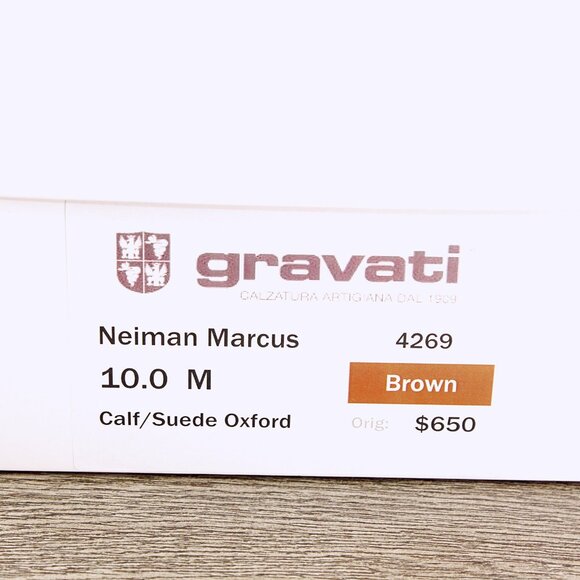 * NEW * $650 GRAVATI Neiman Marcus Women's 10 M Brown Calf/Suede 4269 *new Trees - Picture 12 of 14
